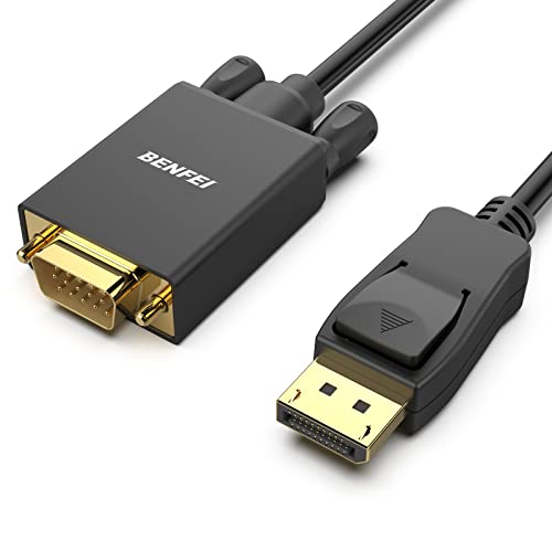 BENFEI DisplayPort to VGA 6 Feet Cable, Uni-Directional DP DisplayPort Computer to VGA Monitor Cable Male to Male Gold-Plated Cord Compatible with Lenovo, Dell, HP, ASUS and Other Brand 1 PACK