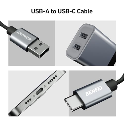 BENFEI Tangle-Free Silicone USB Type-C to A Fast Charging Cable[3A,6.6ft,Aluminum Shell, Woven Design] for for Samsung Galaxy Note 10 Note 9/S10+ S10, LG V30