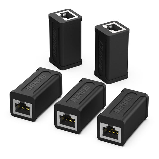 BENFEI RJ45 Inline Coupler, 5 Pack Cat7 Cat6 Cat5e Ethernet Coupler Female to Female 5 packs