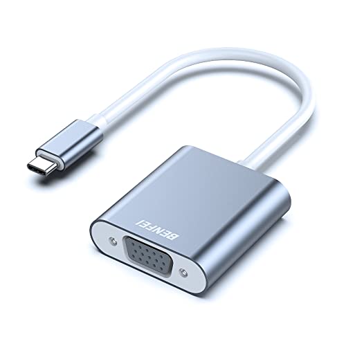 BENFEI USB C to VGA Adapter, Thunderbolt 3/4 to VGA Adapter Compatible with iPhone 15 Pro/Max, MacBook Pro/Air 2023, iPad Pro, iMac, S23, XPS 17, Surface Book 3 and More [Aluminium Shell,Grey]